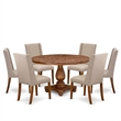 Pemberly Row 7-Piece Kitchen Table Set in Walnut Finish