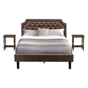 Pemberly Row 3-Piece Wood Queen Bedroom Set with Two Nightstands