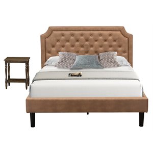 Pemberly Row 2-Piece Wood Queen Platform Bedroom Set in Brown