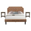 Pemberly Row 3-Piece Wood Queen Platform Bedroom Set in Brown