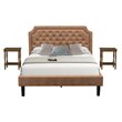 Pemberly Row 3-Piece Wood Queen Platform Bedroom Set in Brown