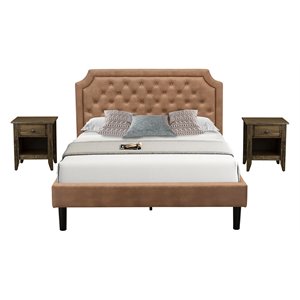 Pemberly Row 3-Piece Wooden Queen Bedroom Set in Jacobean Brown