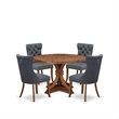 Pemberly Row 5-Piece Dining Set in Walnut Wood Finish with Platinum Gray Chairs