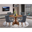 Pemberly Row 5-Piece Dining Set in Walnut Wood Finish with Platinum Gray Chairs