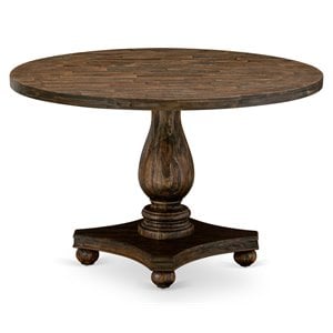 Pemberly Row Round Pedestal Dining Table in Distressed Jacobean Finish