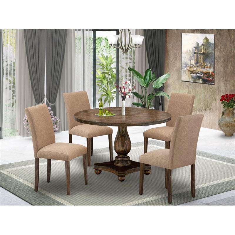 pemberly row 5-piece wood dining set in jacobean and light brown finish
