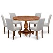 Pemberly Row 7-Piece Wooden Dining Set in Walnut and Doeskin Gray Finish