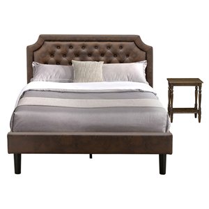 Pemberly Row 2-Piece Wood Queen Bedroom Set with Faux Leather Cushion