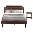 Pemberly Row 2-Piece Wood Queen Bedroom Set with Faux Leather Cushion