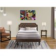 Pemberly Row 2-Piece Wood Full Bedroom Set with Faux Leather Headboard