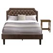 Pemberly Row 2-Piece Wood Full Bedroom Set with Faux Leather Headboard