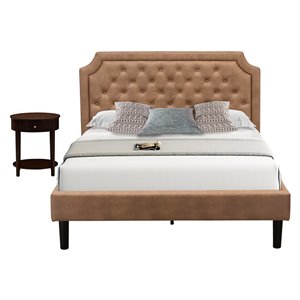 Pemberly Row 2-Piece Wooden Queen Bedroom Set in Mahogany Brown Finish