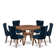 Pemberly Row 7-Piece Round Kitchen Table Set in Antique Walnut Finish