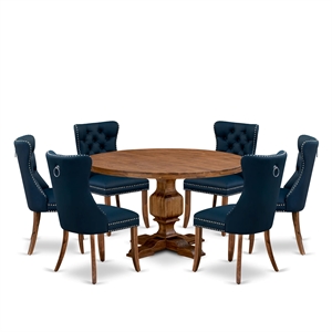 Pemberly Row 7-Piece Kitchen Table Set with Wood and Walnut Finish