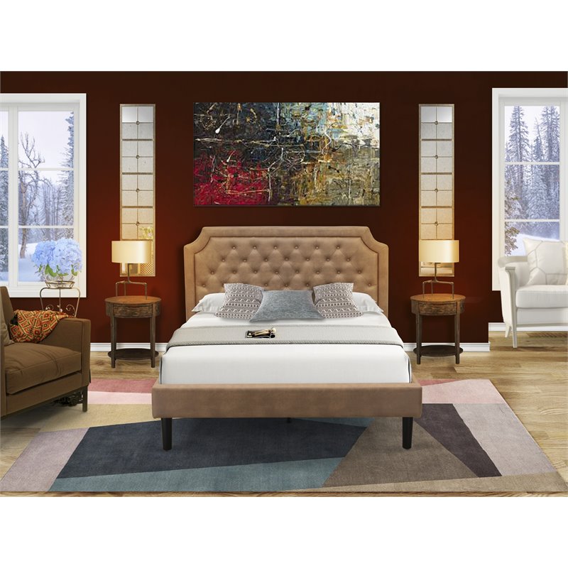 Pemberly Row 3-Piece Wood Queen Bedroom Set in Jacobean Brown Finish