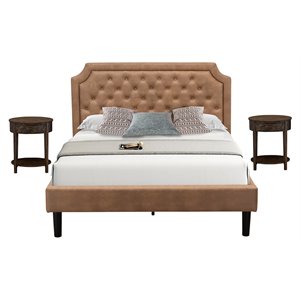 Pemberly Row 3-Piece Wood Queen Bedroom Set in Jacobean Brown Finish