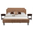 Pemberly Row 3-Piece King Bedroom Set in Mahogany Finish and Brown