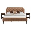 Pemberly Row 3-Piece King Bedroom Set with Wood Finish and Brown Color