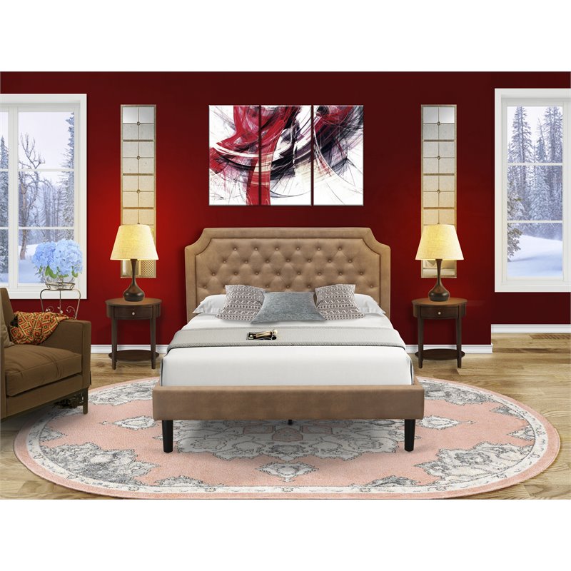 Pemberly Row 3-Piece Wood Queen Bedroom Set in Mahogany Brown Finish