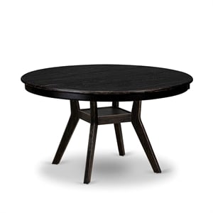 Pemberly Row Modern Round Dining Table in Sand Blasted Black Finish