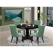 Pemberly Row 5-Piece Round Dinette Set with Rubberwood in Black Finish