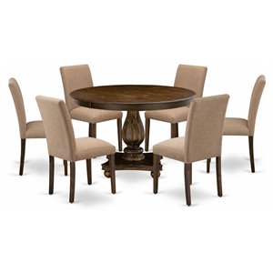 Pemberly Row 7-Piece Dining Suite with Round Table in Jacobean Brown