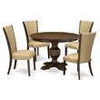 Pemberly Row 5-Piece Wood Dining Set in Jacobean Finish and Brown