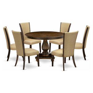 Pemberly Row 7-Piece Dinette Set in Distressed Jacobean and Brown Finish