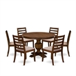 Pemberly Row 7-Piece Dining Set with Wooden Chairs and Linen Upholstery