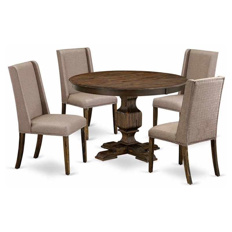 Pemberly Row 5-Piece Wood Dining Set in Dark Khaki Gray/Jacobean Finish