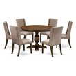 Pemberly Row 7-Piece Dining Set in Dark Khaki Gray and Jacobean Finish