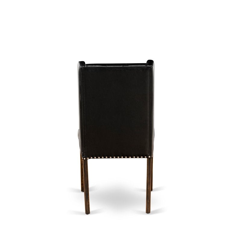 Pemberly Row 5-Piece Rubberwood Dining Set in Jacobean/Black Leather
