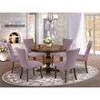 Pemberly Row 7-Piece Rubberwood Dining Set in Jacobean/Dahlia Purple