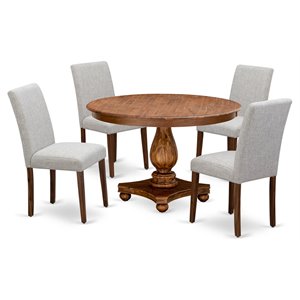 Pemberly Row 5-Piece Rubberwood Dining Set in Walnut/Doeskin Finish