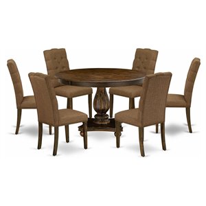 Pemberly Row 7-Piece Dining Set in Distressed Jacobean and Brown Finish