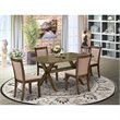 Pemberly Row 5-Piece Wood Dining Set in Jacobean and Dark Khaki Gray