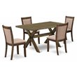 Pemberly Row 5-Piece Wood Dining Set in Jacobean and Dark Khaki Gray