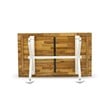 Pemberly Row 7-Piece Dining Set in Acacia Wood Jacobean/White/Cream