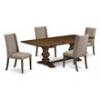 Pemberly Row 5-Piece Wooden Dining Set in Walnut with Distressed Jacobean Finish