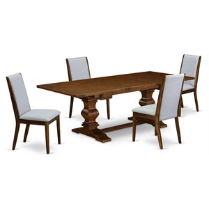 Pemberly Row 5-Piece Wood Kitchen Dining Set in Antique Walnut
