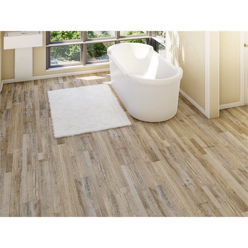 Pemberly Row SPC Vinyl Flooring in Silver Onyx with Slip-Resistant EVA Backing