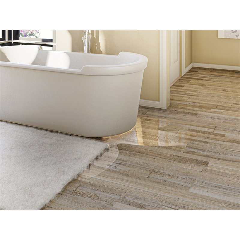 Pemberly Row SPC Vinyl Flooring in Silver Onyx with Slip-Resistant EVA Backing