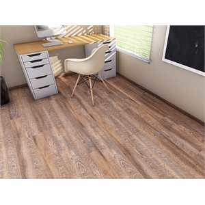 Pemberly Row SPC Vinyl Flooring in Golden Beige with Slip-Resistant EVA Backing