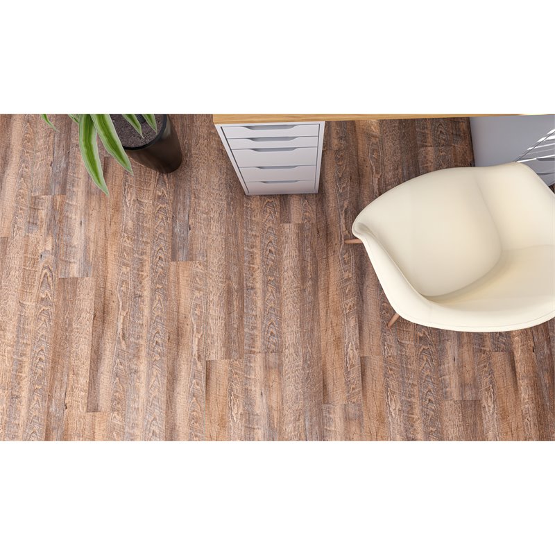 Pemberly Row SPC Vinyl Flooring in Golden Beige with Slip-Resistant EVA Backing