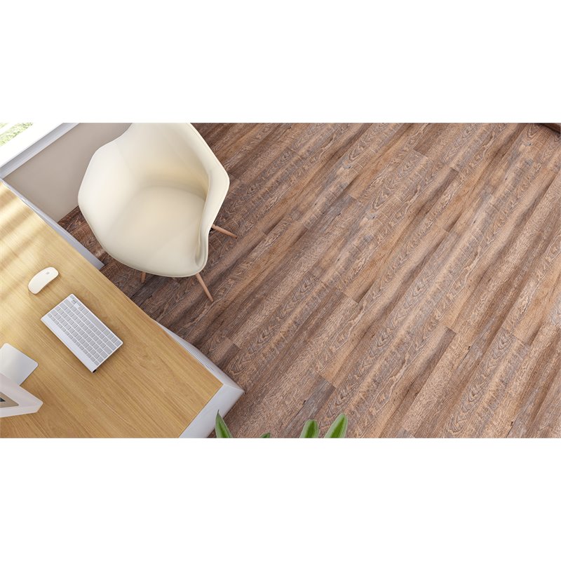 Pemberly Row SPC Vinyl Flooring in Golden Beige with Slip-Resistant EVA Backing