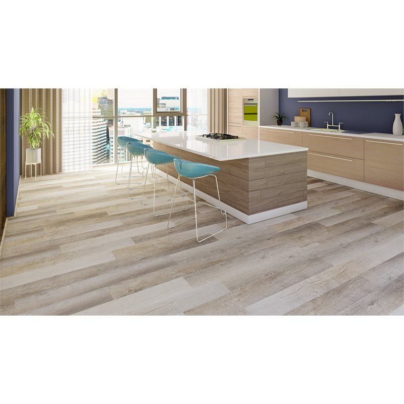 Pemberly Row SPC Vinyl Flooring in Modern Surrey Beige with EVA Backing
