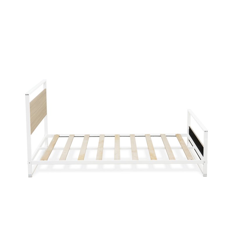 Pemberly Row Full Metal Bed Frame with Headboard and Footboard in White