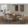 Pemberly Row 7-Piece Wood Dining Set in Walnut and Dark Khaki