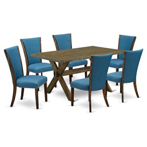 Pemberly Row 7-Piece Rectangular Wood Dining Set in Jacobean Brown