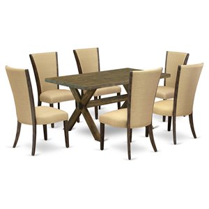 Pemberly Row 7-Piece Rectangular Wood Dining Set in Brown